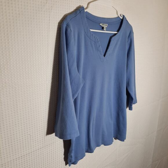 Orvis Shirt L Blue Pullover Split Neck Classic Collection Cotton Knit Relaxed - Picture 2 of 6